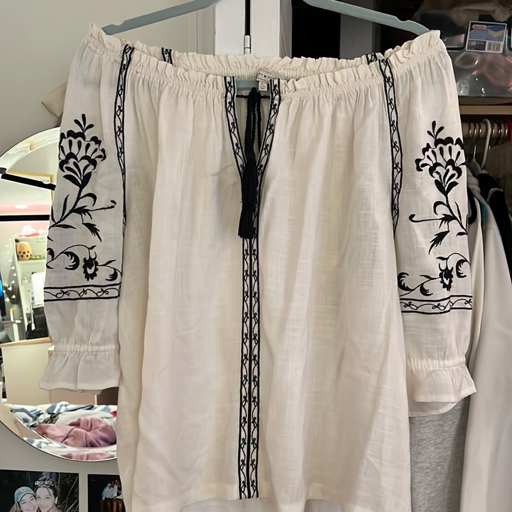 Lucky Brand Off The Shoulder Peasant Top